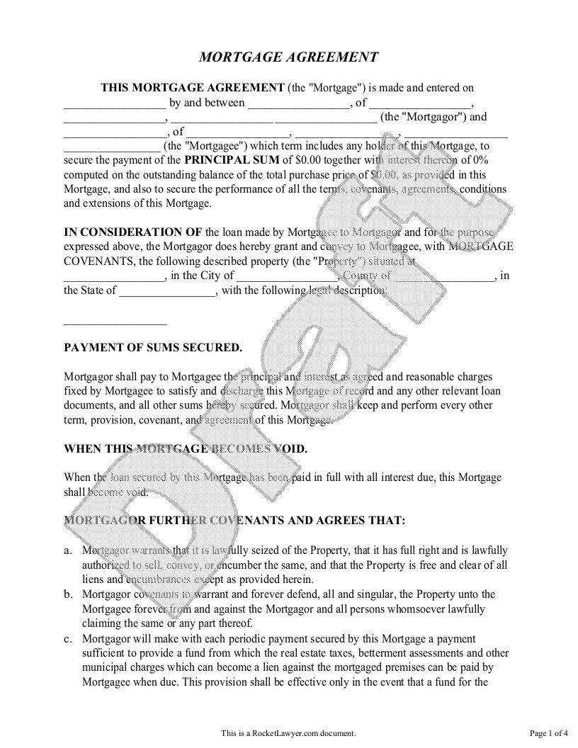 Free Mortgage Agreement | Free to Print, Save &amp; Download