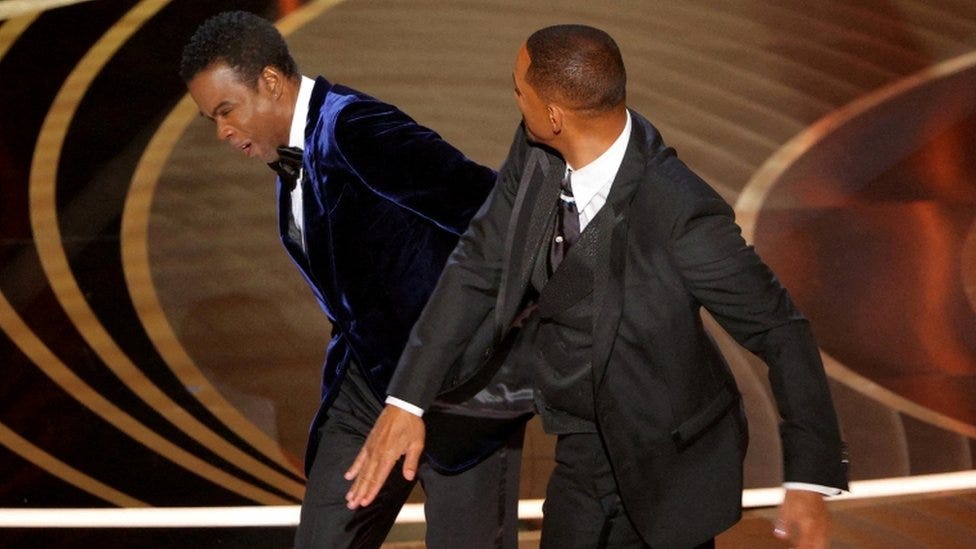 Will Smith slapping Chris Rock