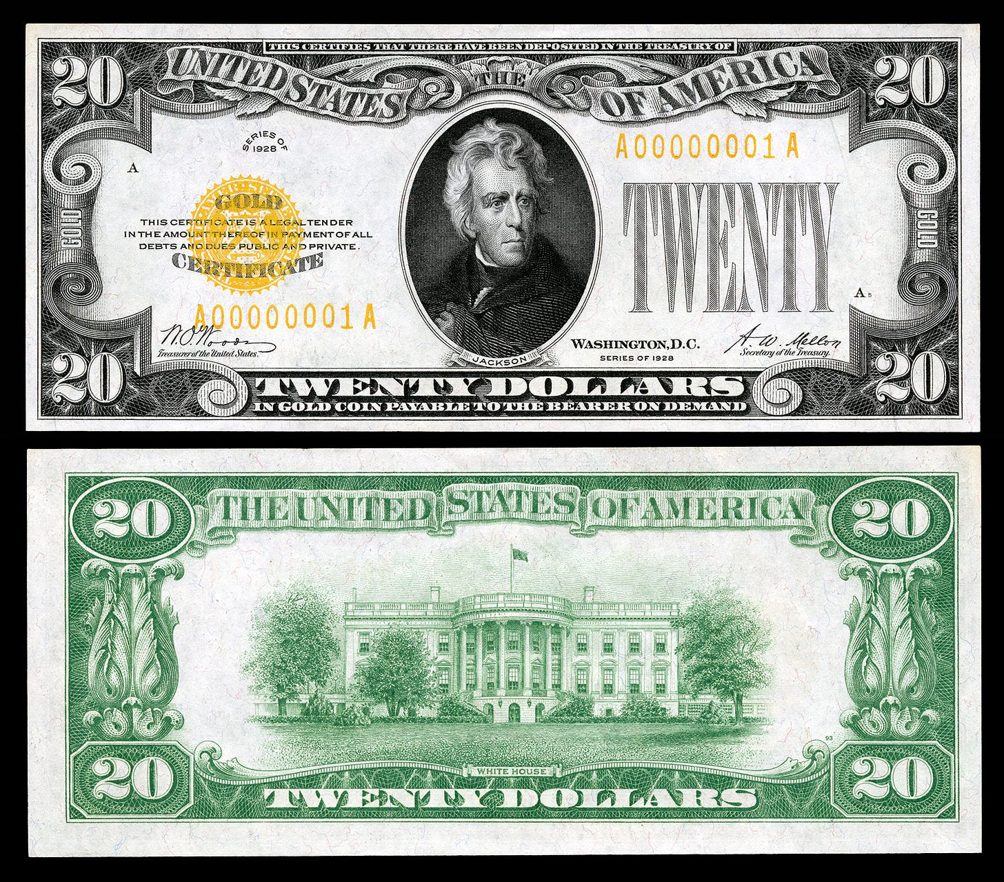 $20 Gold Certificate, Series 1928, Fr.2402, depicting Andrew Jackson