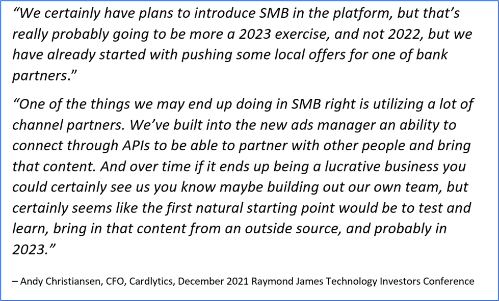 Cardlytics ($CDLX): The Power of Bridg (and Why CDLX is Undervalued), Gross Profit, Ad Spend, SMB, POS Systems, $PAR, $NCR, $TOST, $SQ, Growth, Swany407, Austin Swanson, Product-Level Offers, SKU Data, Andy Christiansen, APIs, partner, self-service, SMBs