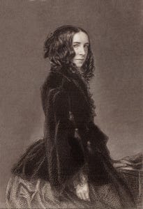 Engraving of Elizabeth Barrett Browning.