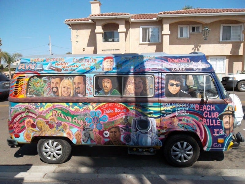 Hippy van, painted psychadelically.