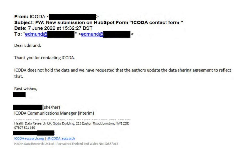 TOGETHER Trial ICODA email response
