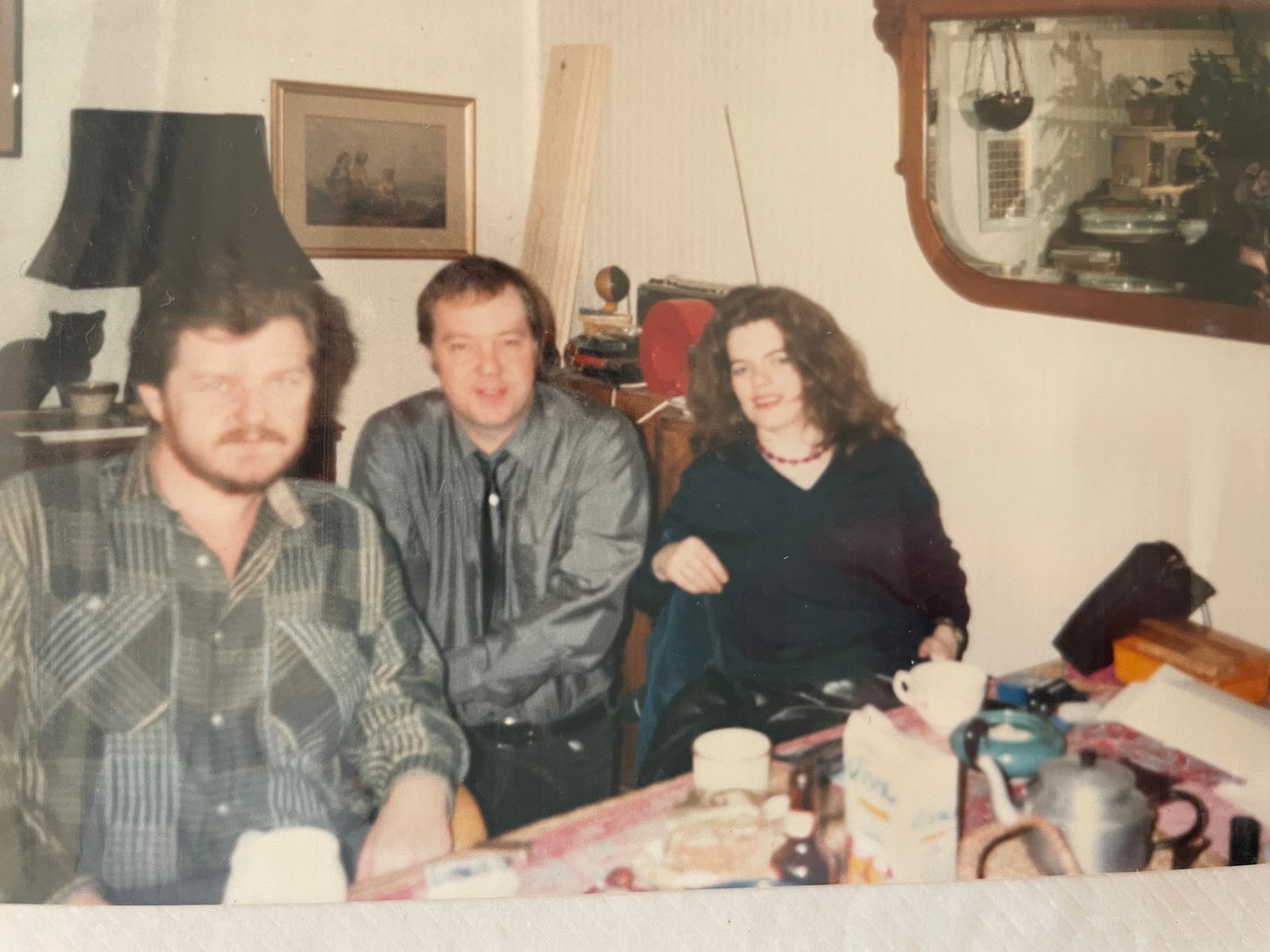 Mick Plunkett, Jack Holland, and Mary Reid in Paris 1985