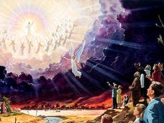 Mark 13:26 the Son of Man coming in clouds with great power and glory.