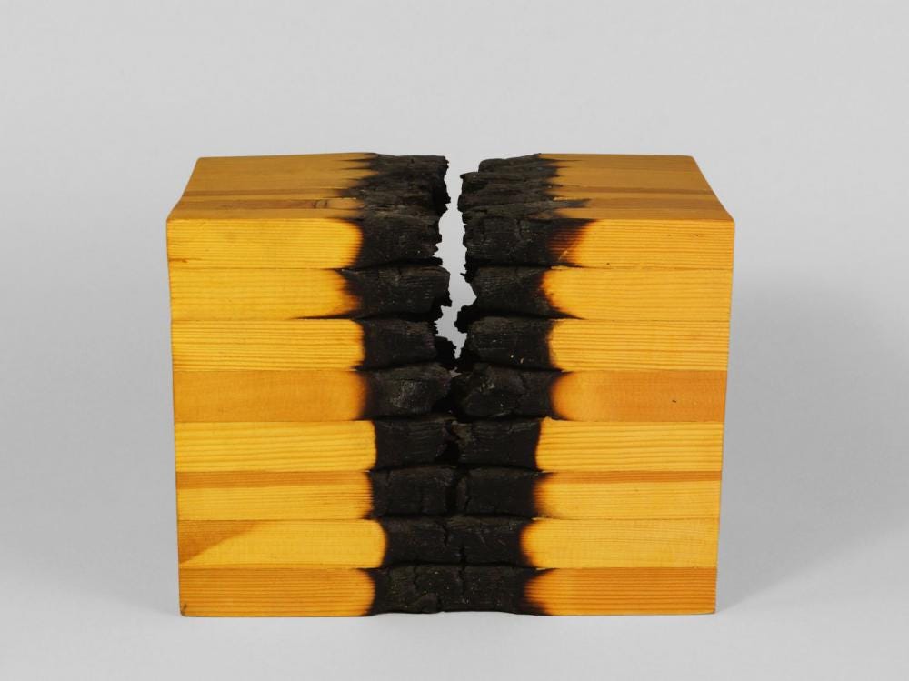 Amikam Toren, Israeli b.1945- ''Maquette for Burnt Wood'', 1973; wood,  16.9x14.9x22.9cm Provenance: Property from the collection of Michael  Michaeledes; Annely Juda Fine Art, London