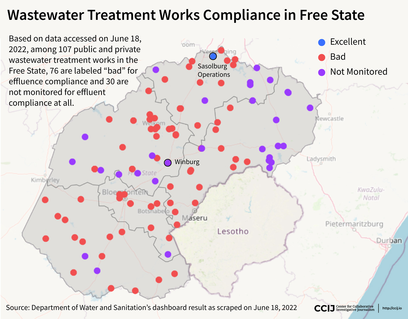 Wastewater treatment works compliance in Free State