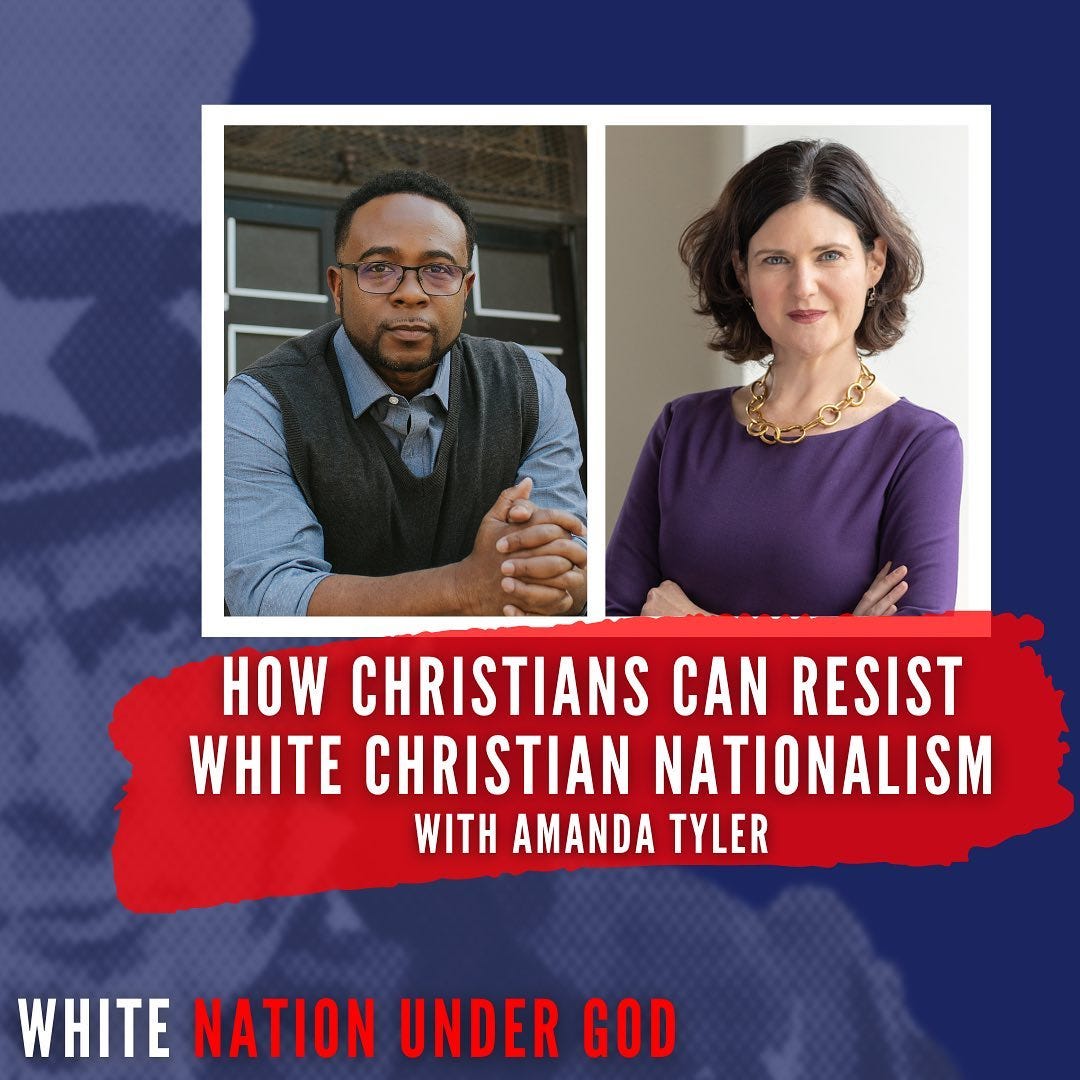 May be an image of 2 people and text that says 'HOW CHRISTIANS CAN RESIST WHITE CHRISTIAN NATIONALISM WITH AMANDA TYLER WHITE NATION UNDER GOD'