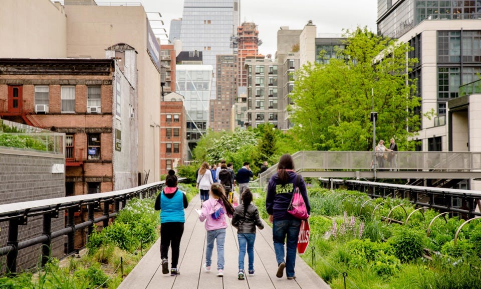 Image of people walking along High Line.