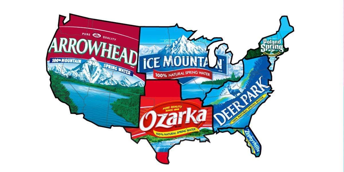 Regional names for Nestle water in the United States : MapPorn