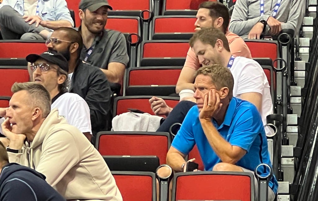 Gonzaga coach Mark Few watches Andrew Nembhard and the Pacers play at Summer League 2022 in Las Vegas.