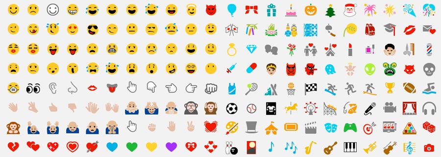 Os emojis do Windows são uma implementação da tecnologia de color fonts.