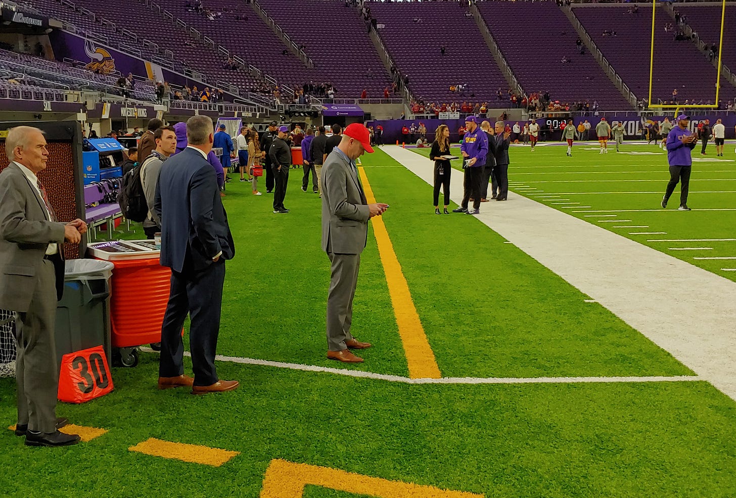 Who are all the people on sidelines during Vikings games?