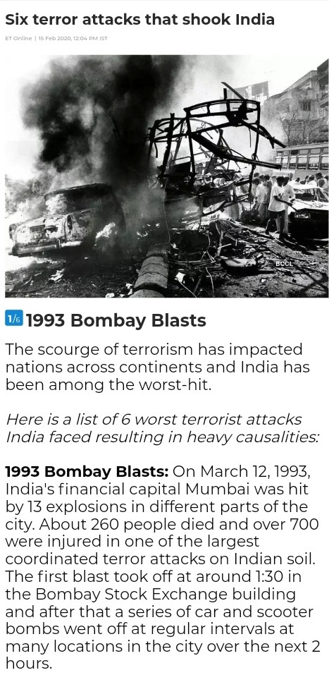 About 1993 Bombay aka Mumbai bomb blasts