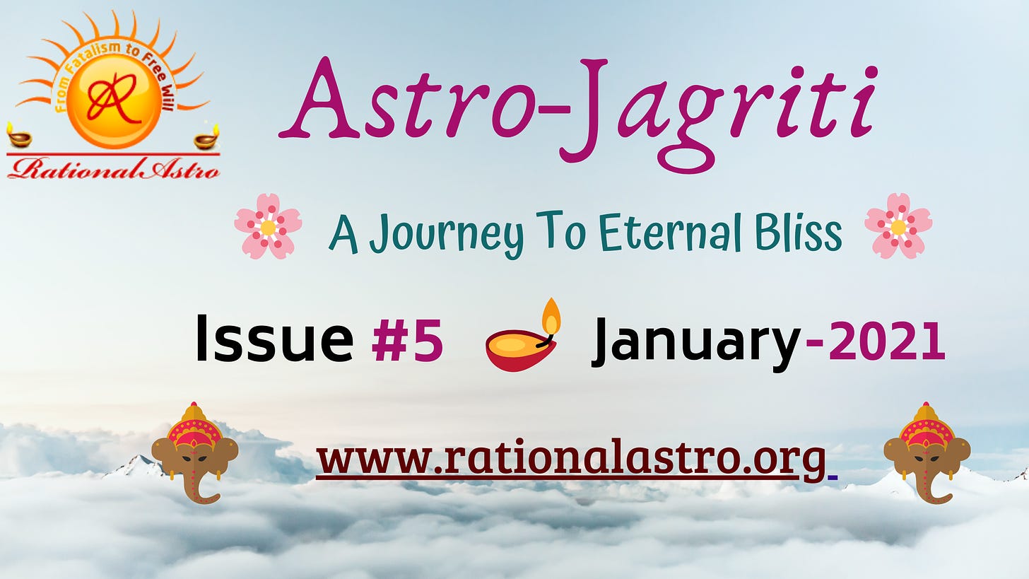 The image represents Astro-Jagriti Newsletter Issue#5 at RationalAstro authored by Anish Prasad IPS