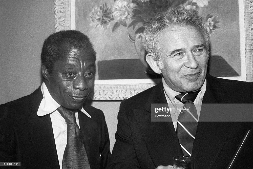 New York,NY- Authors James Baldwin and Norman Mailer at a reception... News Photo - Getty Images