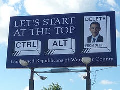 This billboard is along U.S. 13 near the Maryland-Virginia line.