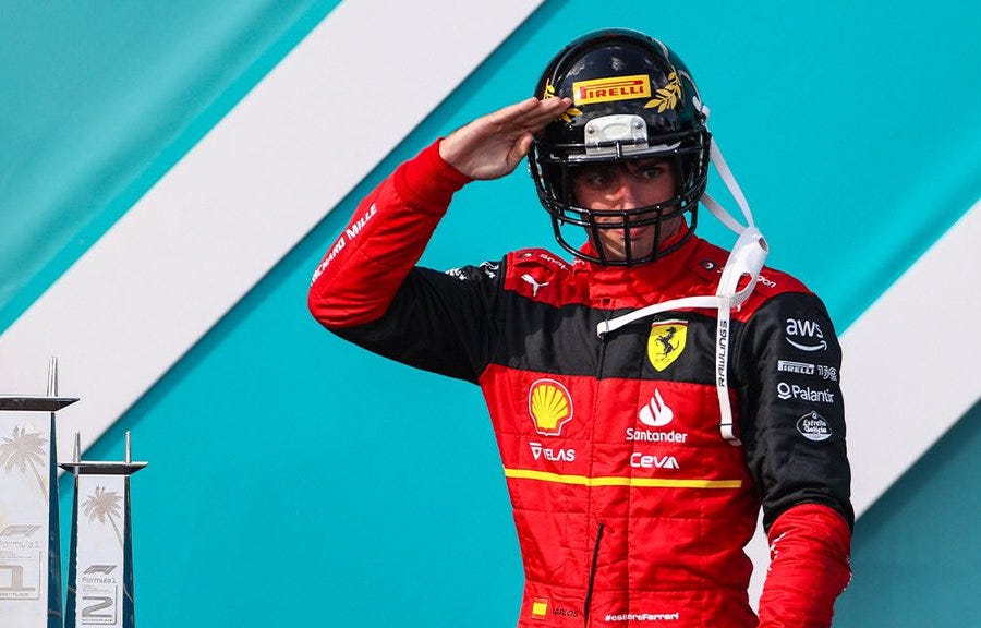 Miami GP: Verstappen, Leclerc and Sainz in NFL helmets on the podium  sparked quite the fan reaction