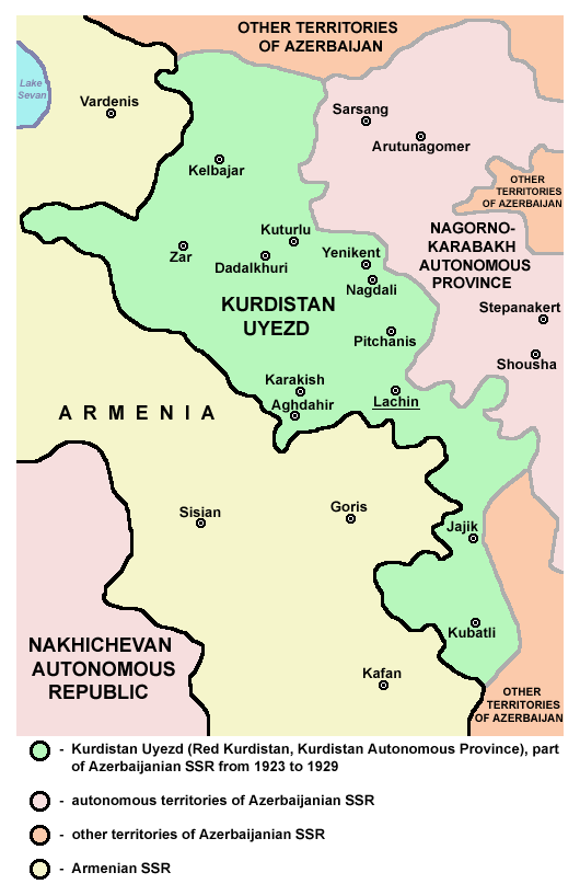 Location of Kurdistansky Uyezd