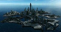 The Ancient City Ship Atlantis, floating in an...