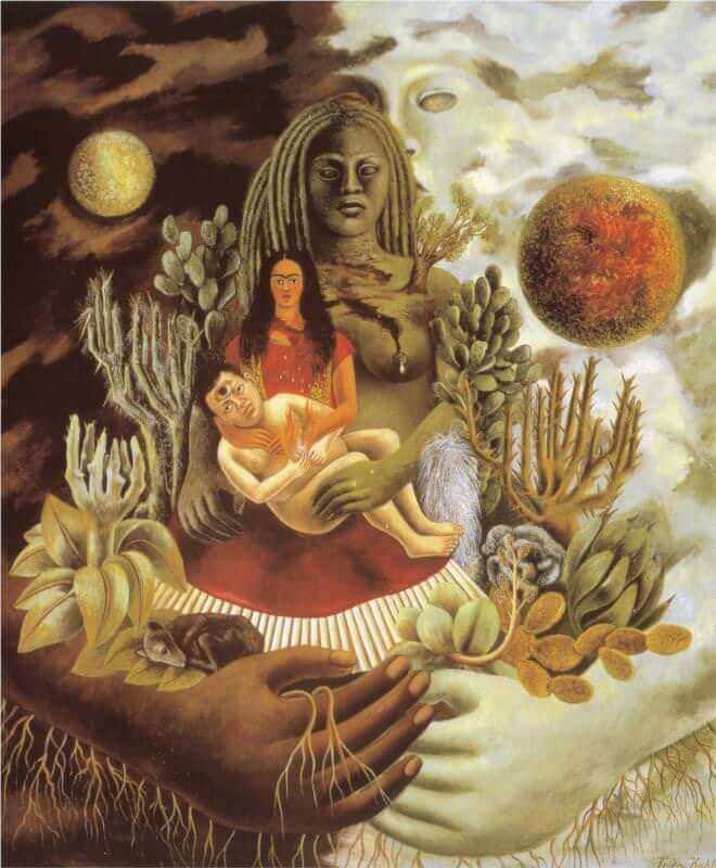 The Love Embrace of the Universe, the Earth(Mexico), Myself, Diego and Senor Xolotl, 1949 by Frida Kahlo