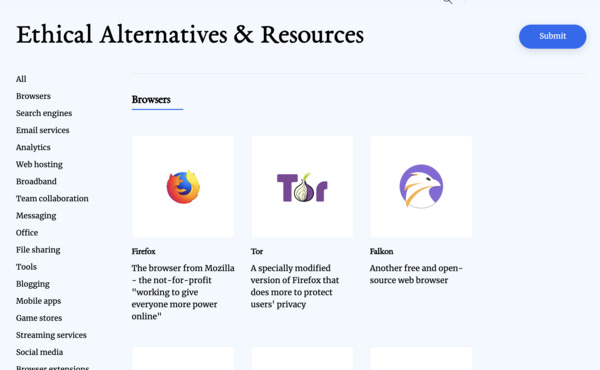 Ethical Alternatives website Ethical Alternatives website