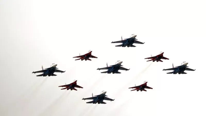 Russian fighters in formation