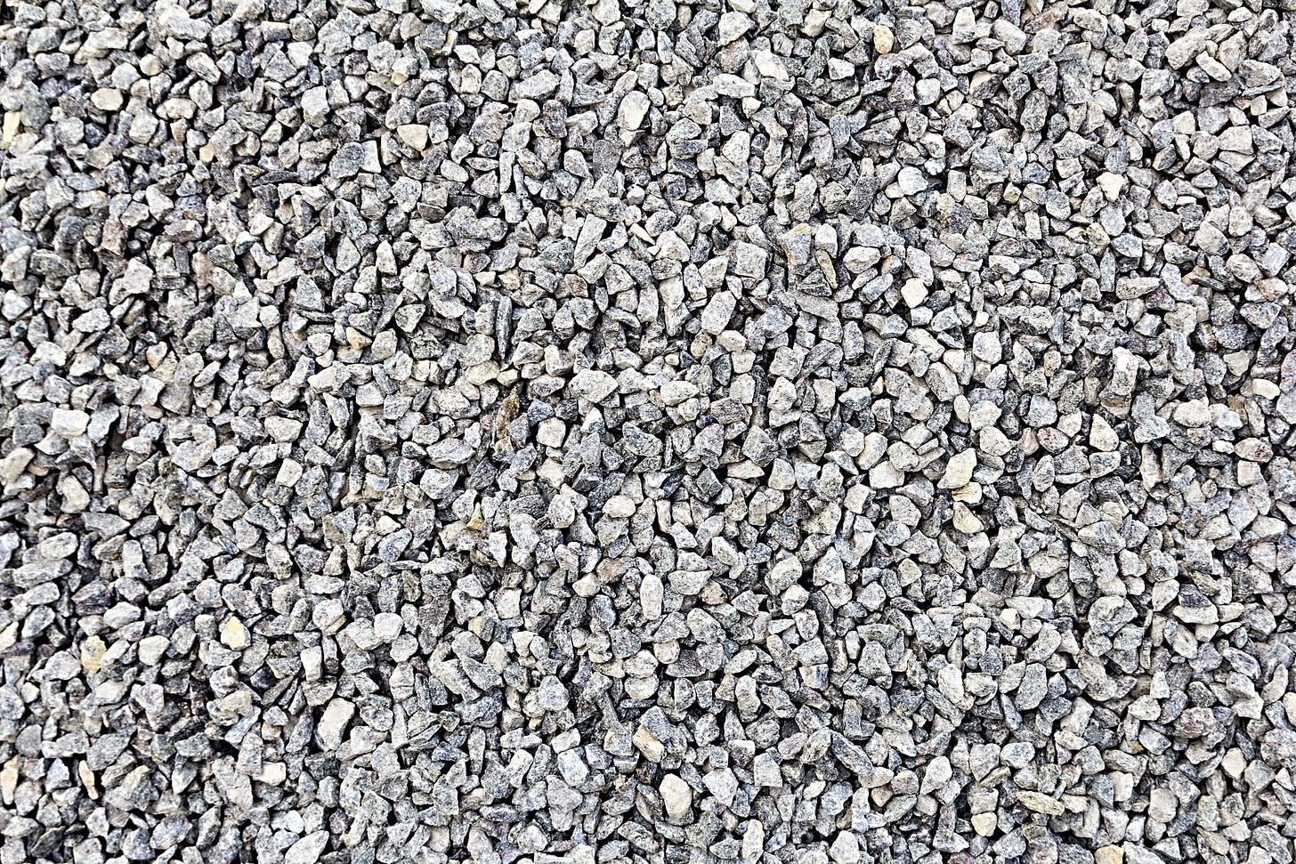 A flat patch of semi-decorative gravel