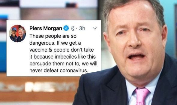 Piers Morgan confronts 'dangerous' face of anti-vax movement – 'will never defeat COVID' | UK ...