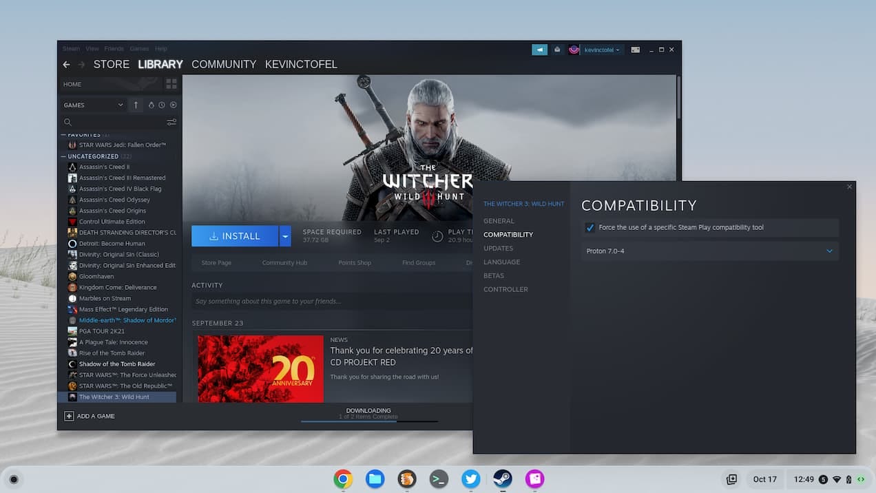 The Witcher 3 on Steam for Chromebooks