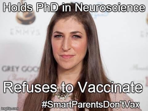 May be an image of text that says 'Holds PhD in Neuroscience GREY GOO imgflip.com p.com Refuses to Vaccinate #SmartParentsDontVax'