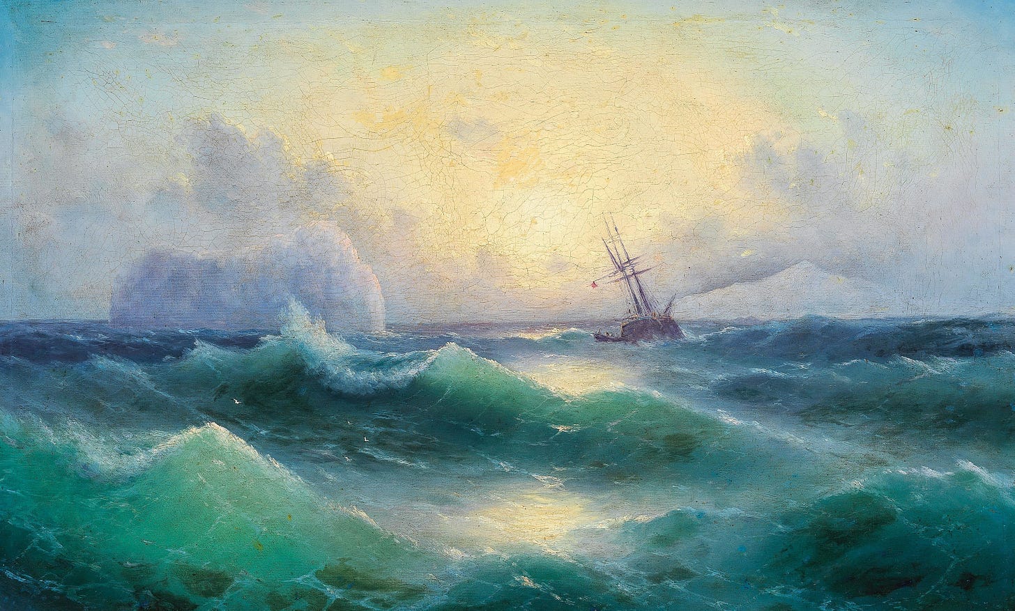 Stormy sea with an iceberg by Grigori Ivanovitch Kapustin (Ukrainian, 1865-1925).