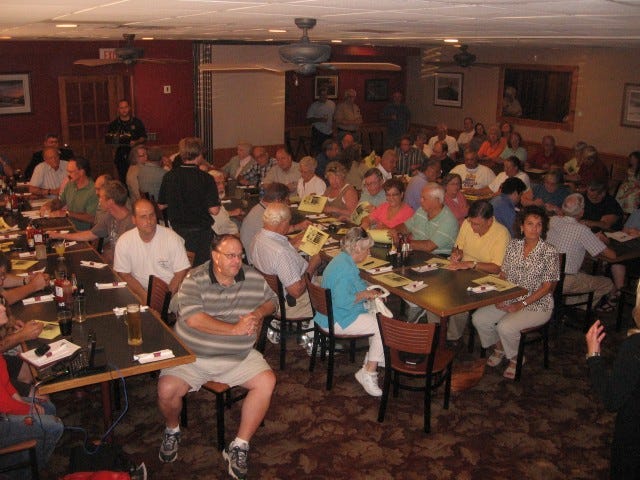 Tonight's AFP meeting had the largest crowd yet crammed into a meeting room at Adam's Ribs. Photo courtesy of Nick Loffer.