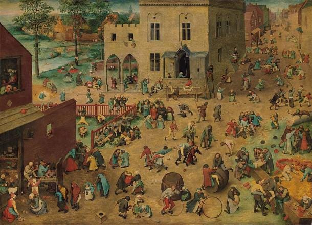The painting called ‘Children's Games’ from the 16th century, depicting children playing together during medieval times. (Pieter Bruegel the Elder / Public domain)