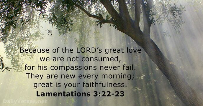 December 27, 2015 - Bible verse of the day - Lamentations 3:22-23 - DailyVerses.net