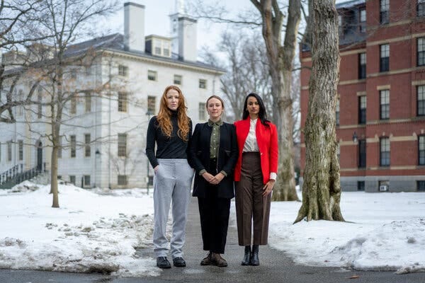 Margaret Czerwienski, Lilia Kilburn and Amulya Mandava are suing Harvard University for its handling of sexual harassment accusations against an anthropology professor, John Comaroff.
