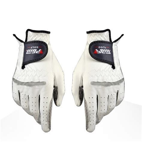 Golf Gloves Men's Golf Anti slip Design Genuine Leather Gloves Left and Right Hand Breathable ...