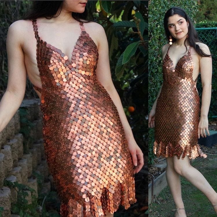 Dress Made Entirely of Pennies by Crescent Ray