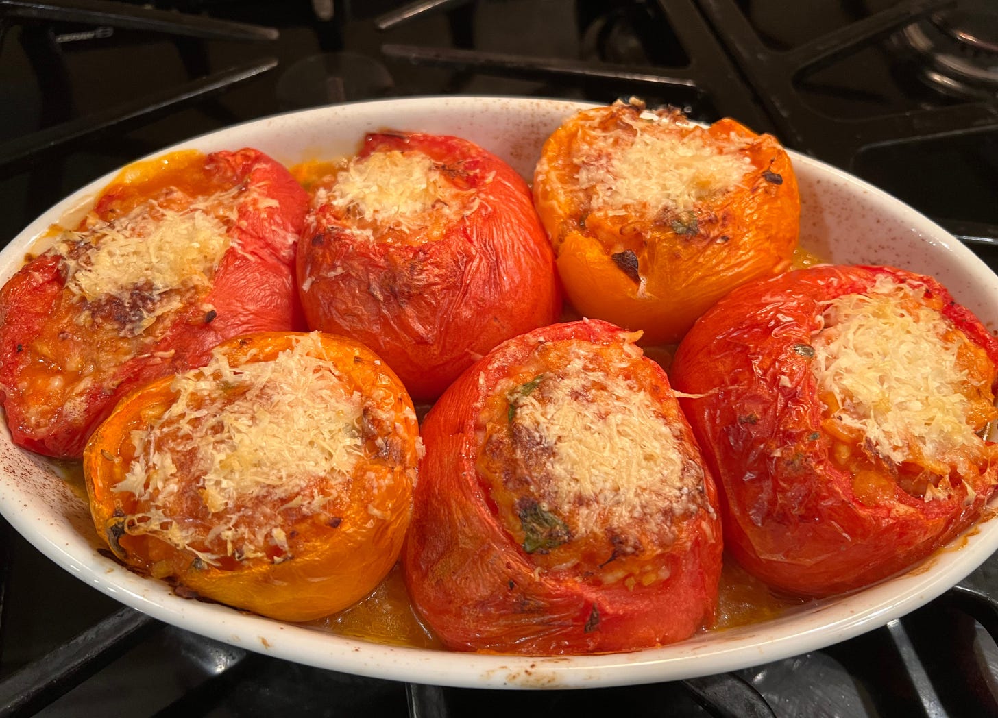 rice-stuffed tomatoes with parmesan and basil