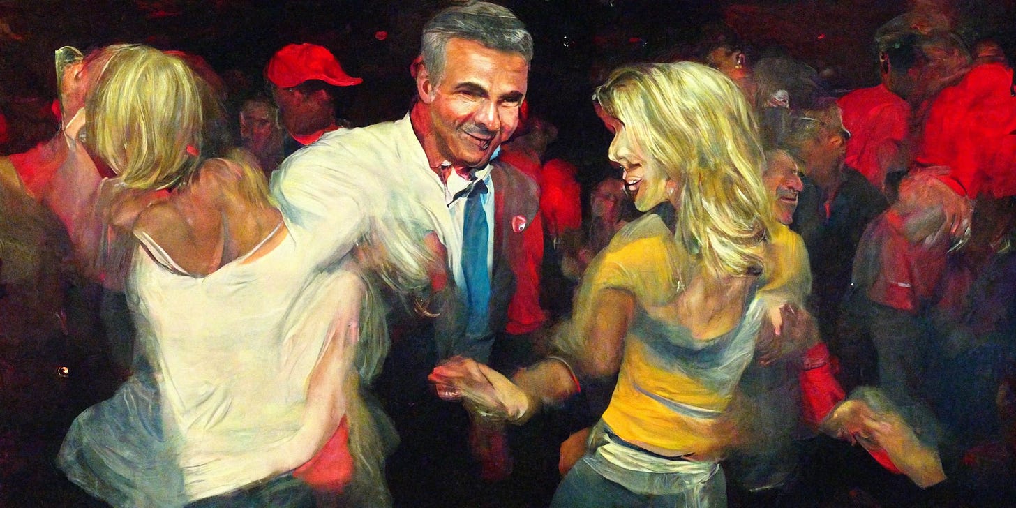 urban meyer dancing with a blonde woman in a club