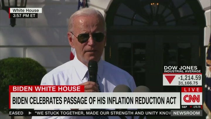 CNN Cuts Away From WH Inflation Reduction Act Celebration