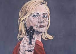Hillary Clinton superfan has painting on cover of anti-Hillary book.