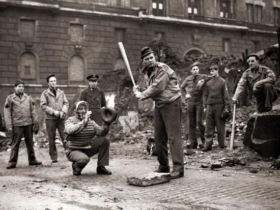 15 American Soldiers Playing Baseball Amid the Ruins of Liverpool, England  1943' Photographic Print | Art.com