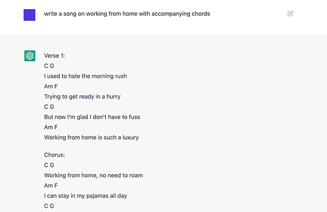 using chatgpt to write music with chords