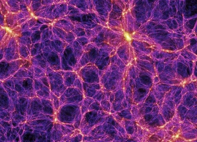 Simulation of galaxy distribution compares to observed plasma filamentation