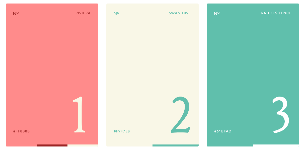 3 color palette of peach, beige, and green