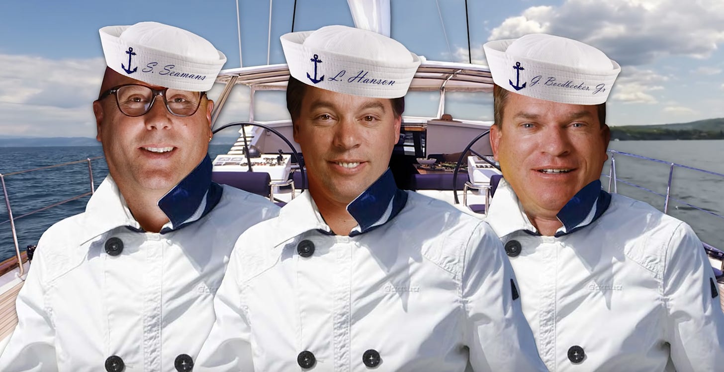 The founders of Crocs photoshopped in sailor's outfit