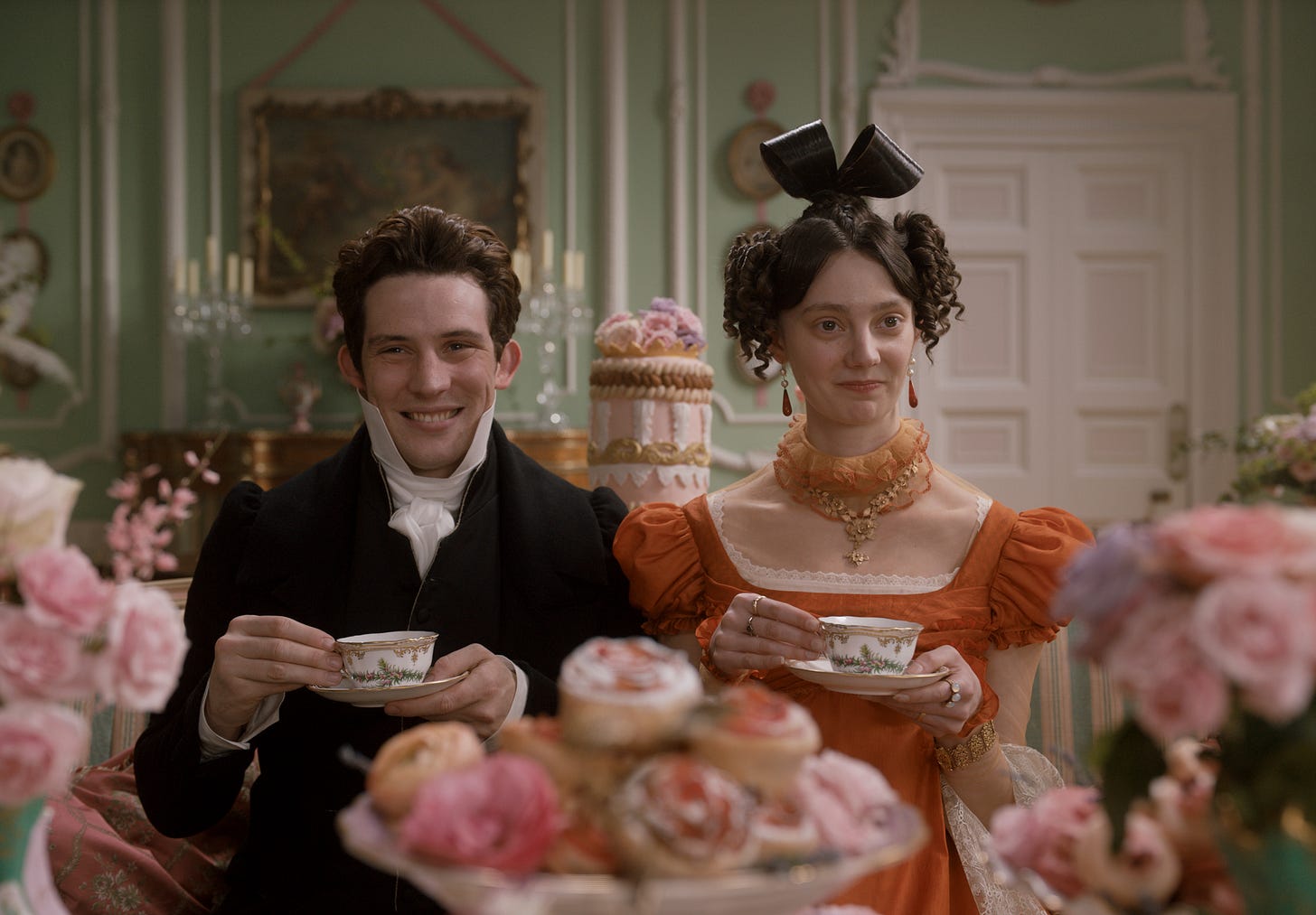 Everyone loves to not-love the Eltons, aka the Rev. Philip Elton and his fancy wife, Augusta, one of the worst of many bad marriiages parading through the pages of Jane Austen. Pictured here: Actors Josh O’Connor and Tanya Reynolds in Autumn de Wilde’s 2020 screen version of ‘Emma’. Everyone loves to not-love the Eltons, aka the Rev. Philip Elton and his fancy wife, Augusta, one of the worst of many bad marriiages parading through the pages of Jane Austen. Pictured here: Actors Josh O’Connor and Tanya Reynolds in Autumn de Wilde’s 2020 screen version of ‘Emma’.