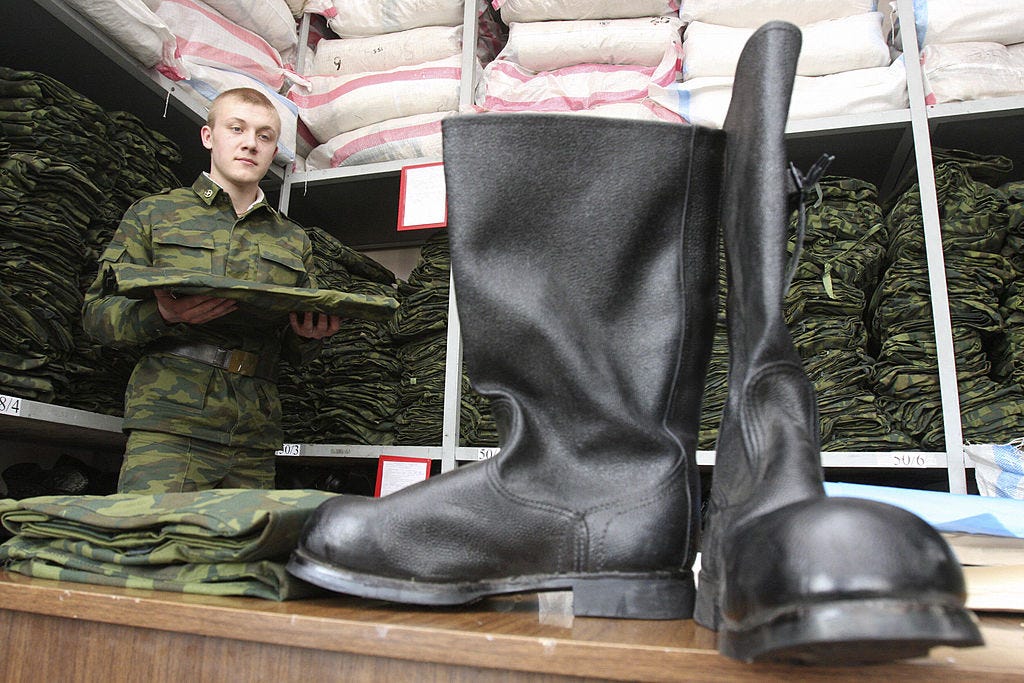 At a Russian army uniform storage