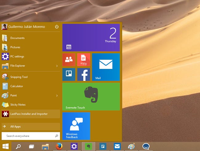Botón de inicio Windows 10